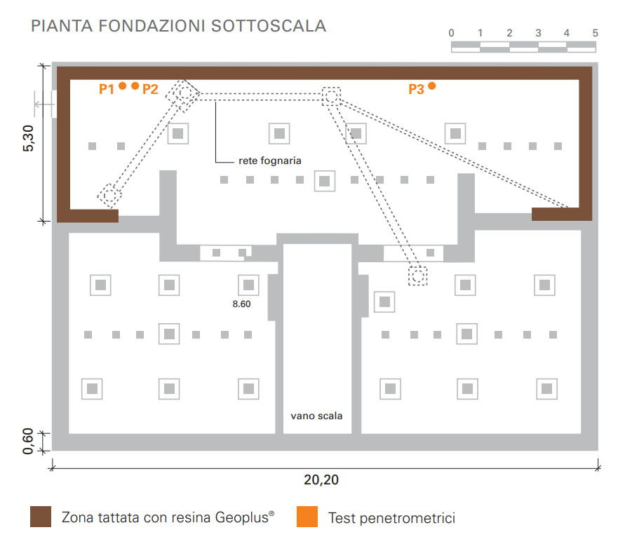pianta fondazioni per consolidamento edificio residenziale