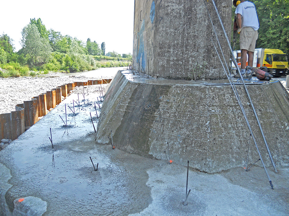 consolidamento terreno di fondazione sotto piloni ponte